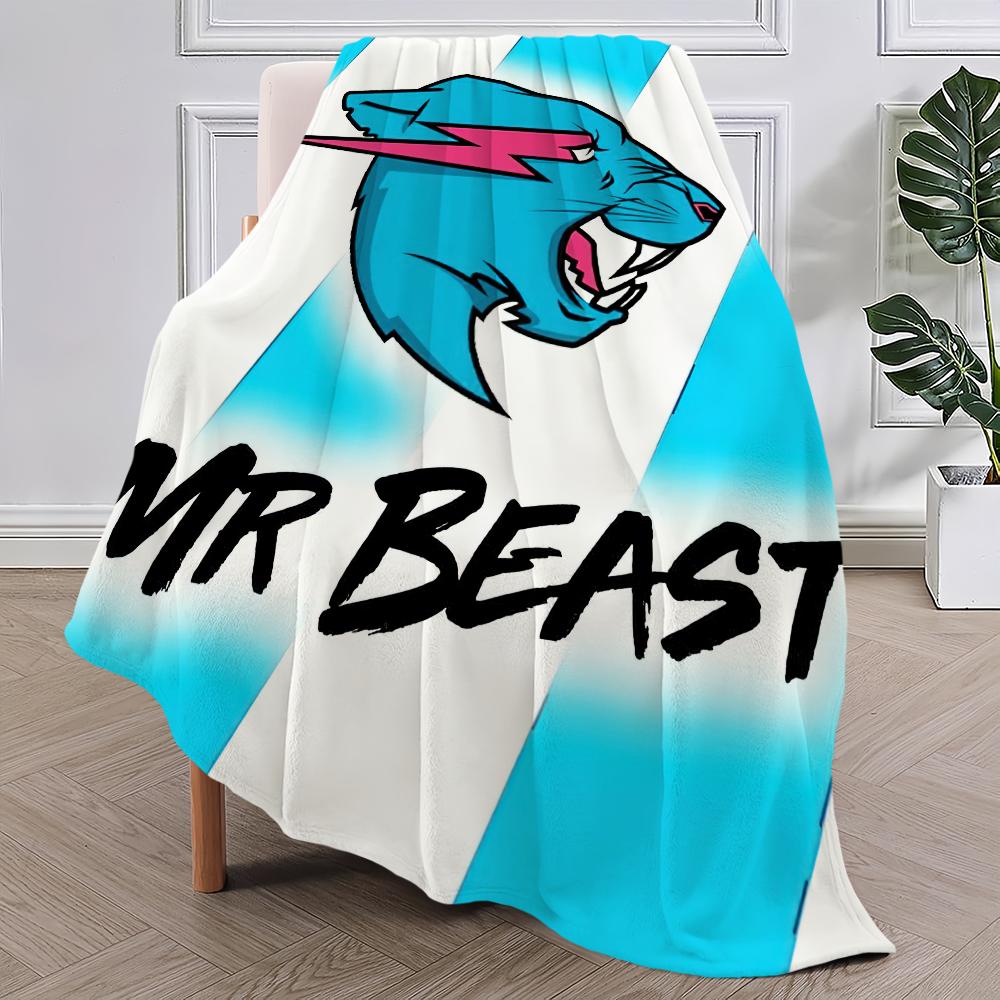 Logo video blogera Plyšová deka na zdřímnutí Koberec na pohovku do obývacího pokoje M-MrBeast-ES Teplá kancelář Ložnice Dárek k narozeninám Domů Cestování Dětské dárky