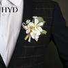 Forest Style Corsage White Wedding Flower Rustic Bridal Groom Boutonniere for Prom Lightweight Bride Bridesmaid Groomsman Western Silk