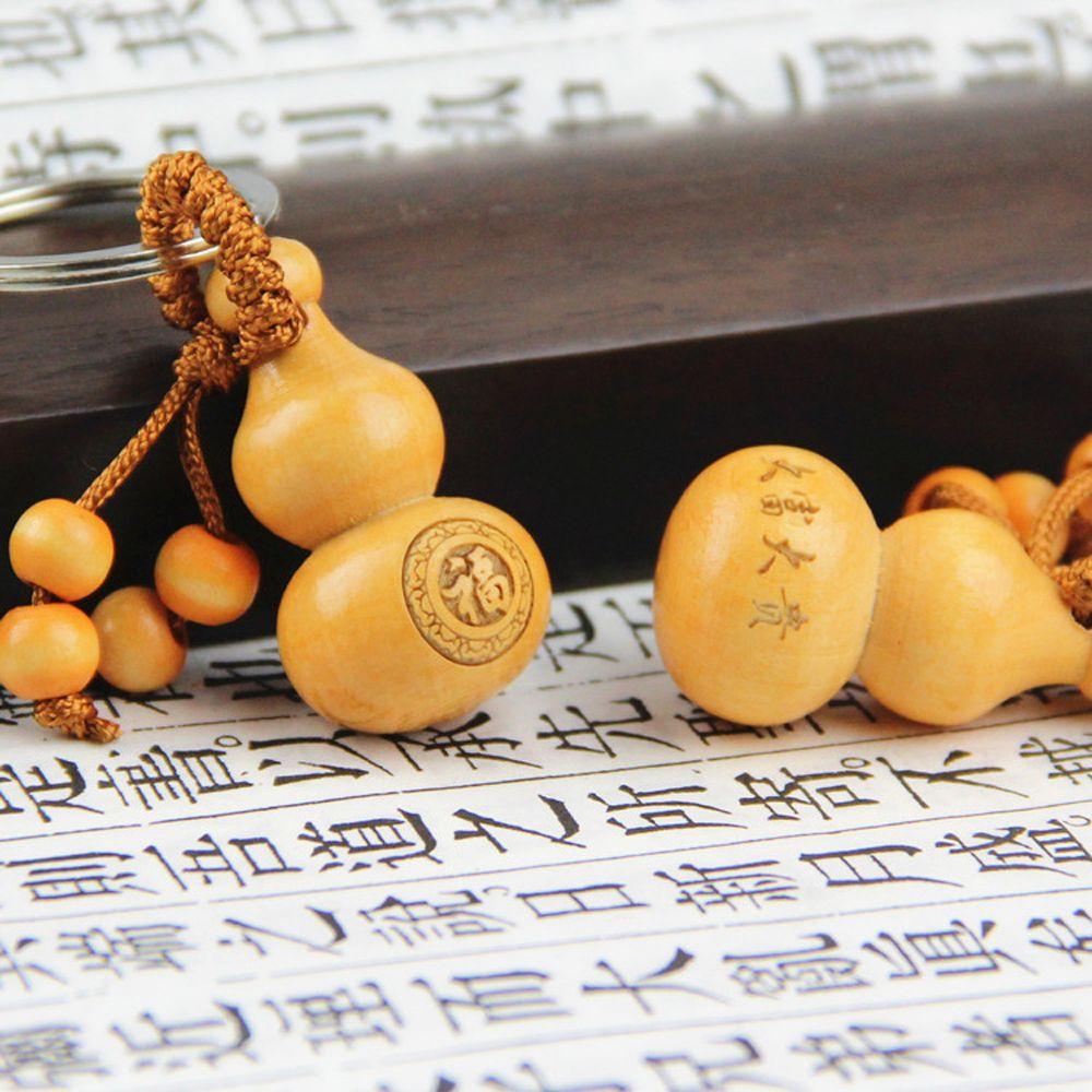 Car Key Ring Ornaments Bag Pendant Chinese Traditional Keychain Good Luck Gourd Peach Wood Keyring