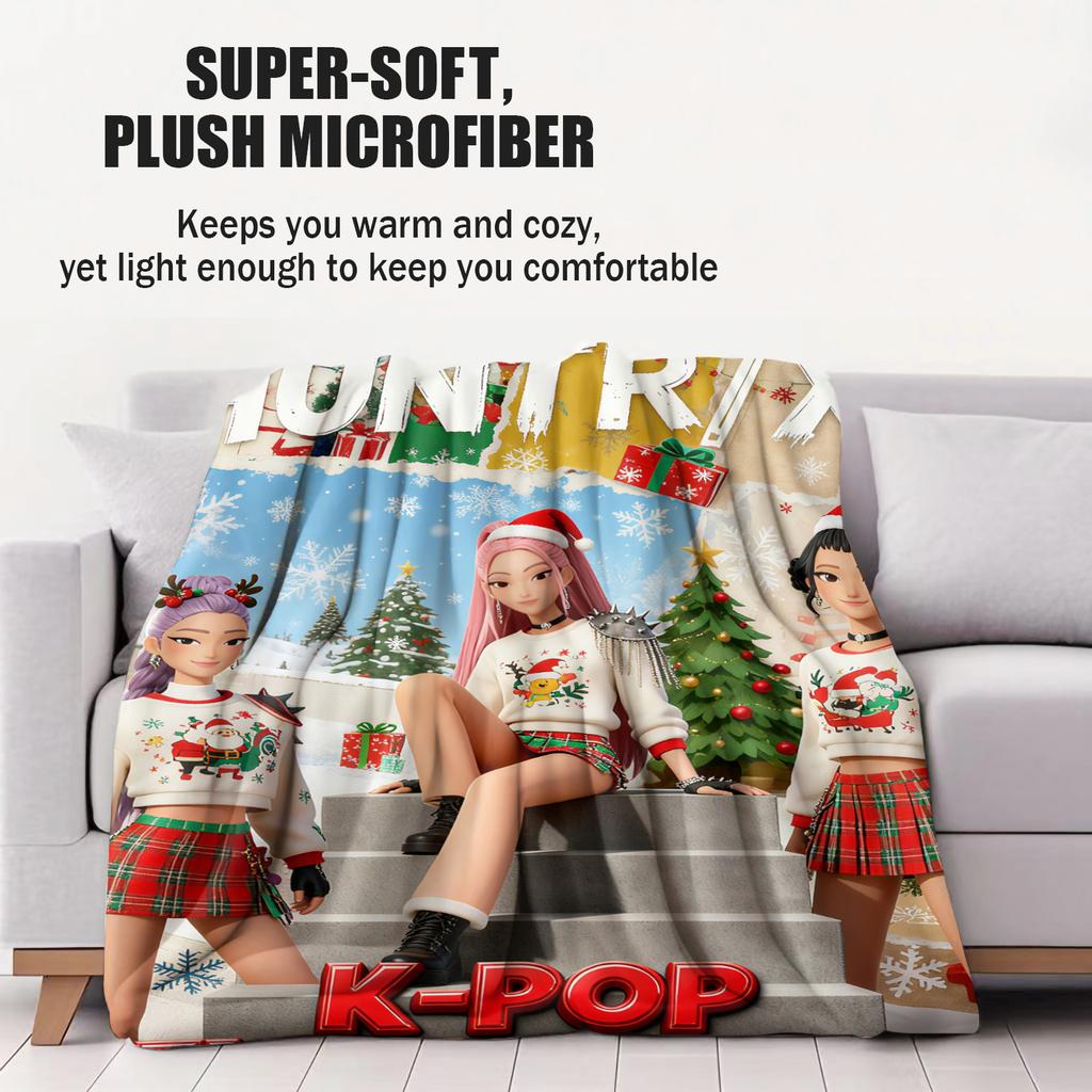 K Pop Demon Hunters Flannel Blanket Cover Warmth Soft Multifunctional Decorative Blanket Universal Blankets Christmas Gifts