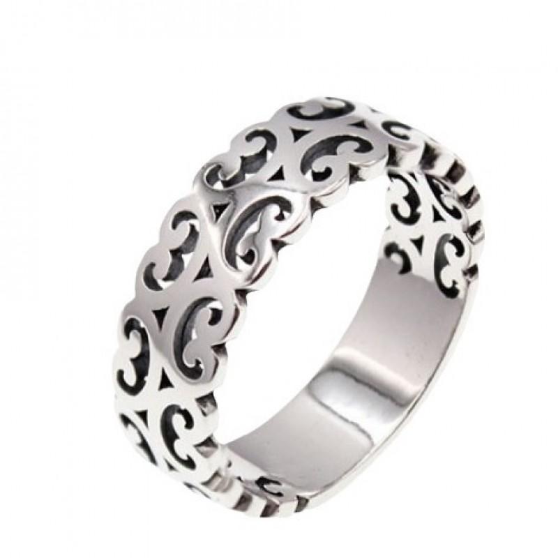 Vintage Cloud Motif Open Adjustable Ring Women Men Copper Plated Retro Boho Statement Finger