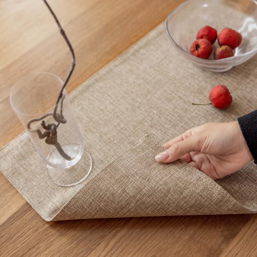 Demetex Cotton-Linen Placemats, Double-Layered, Solid Color, Japanese Style, Flexible, Thick, Insulated, Non-Slip, Easy to Clean, Washable, Kitchen De