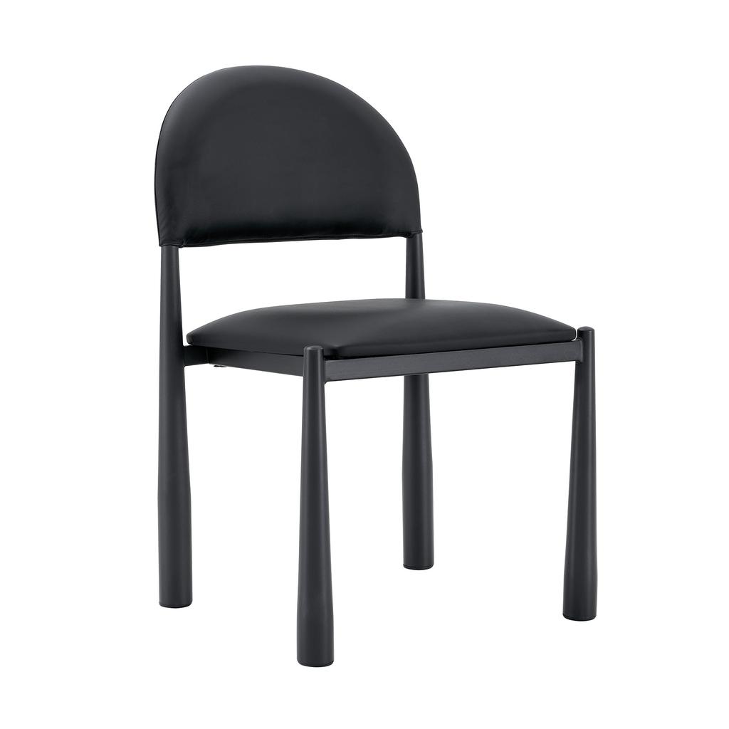 Set of 2 Modern Dining Chairs, Upholstered Chair with Semi-Circular Backrest, PU Leather & Metal Legs, Chairs Only Included, No Table, 80cm High
