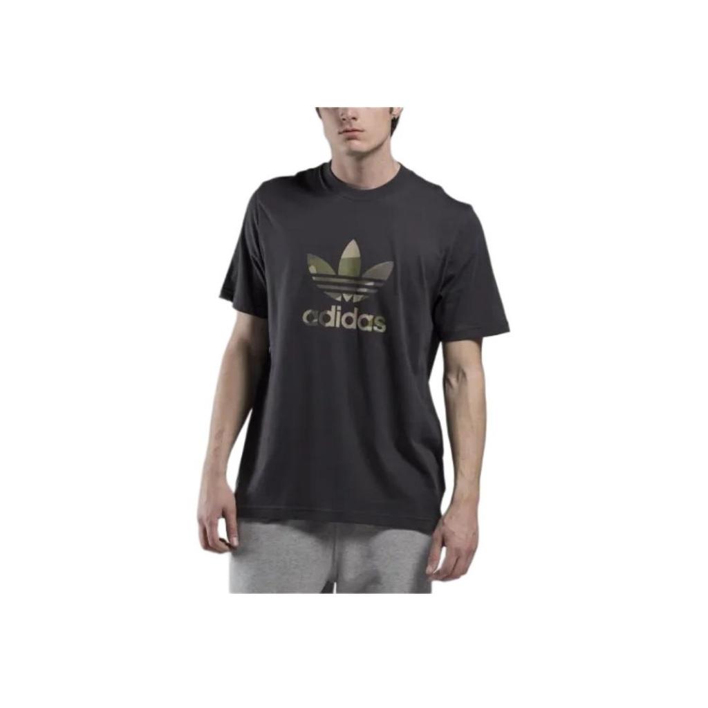 Adidas Originals Camouflage Logo Short Sleeve T-Shirt Men Tops Graphite-Black DX3674