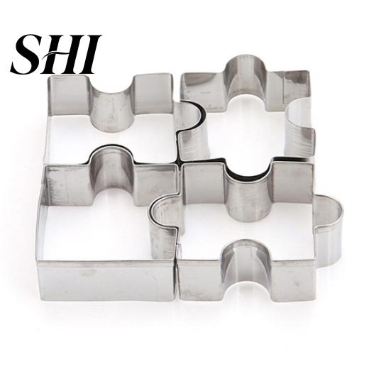 4Pcs/Set Stainless Steel Cookie Puzzle Shape Cutter Set DIY Biscuit Molds