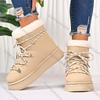 Fashion Comemore Winter Thicken Plush Warm Snow Boots for Women Plus Size 36-42 Fleece Platform Ankle Boots Lace Up Woman Cotton Shoes