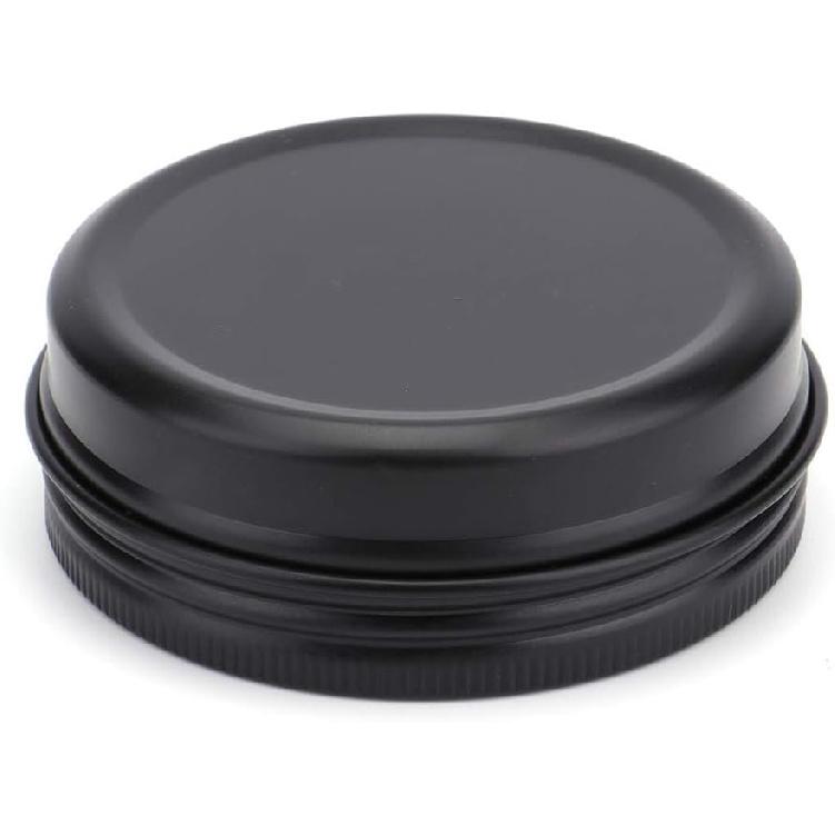 Foraineam 48 Pack 2 oz Round Lip Balm Tin Cans - Aluminum Cosmetic Sample Containers with Screw Lid - Matte Black Metal Empty Tins Storage Travel Tin