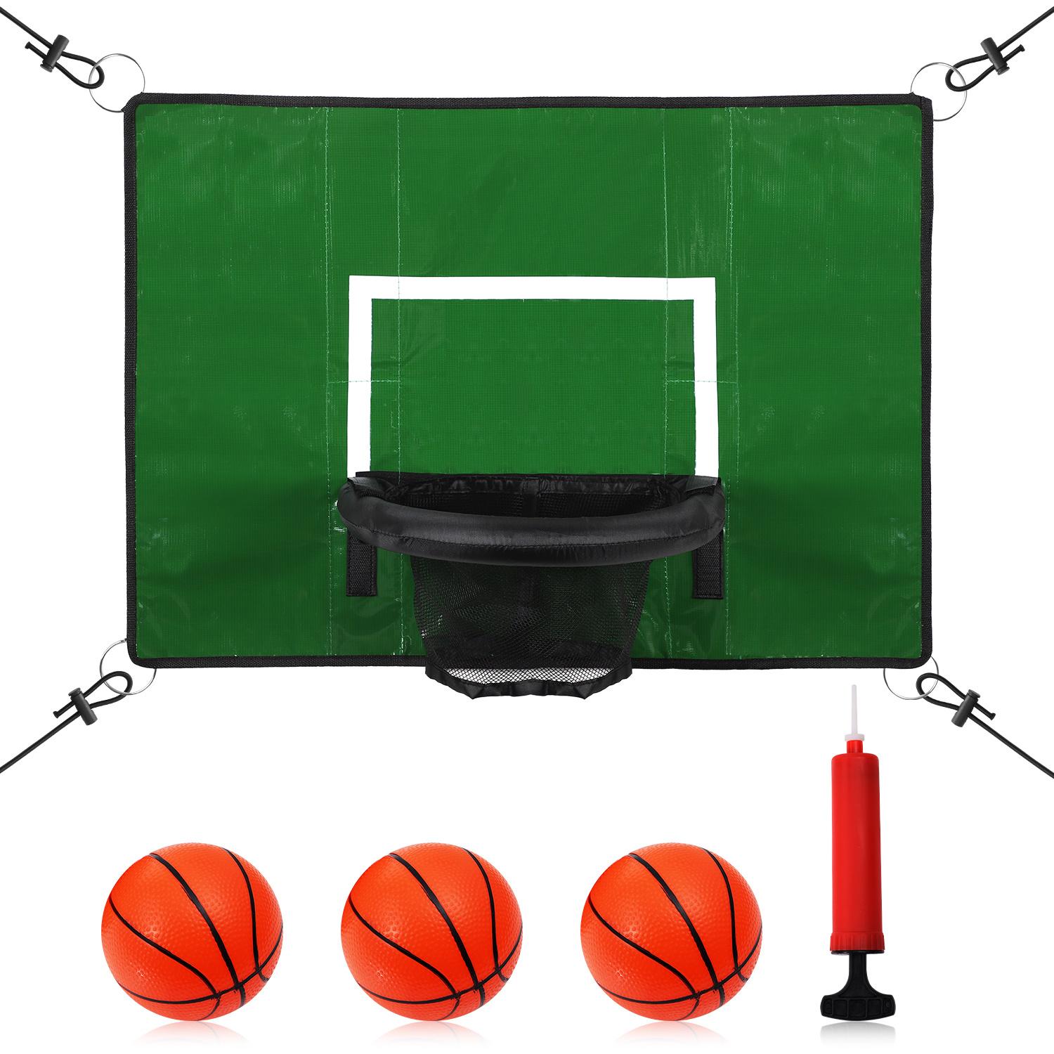 

Trampoline Basketball Hoop Set with Mini Basketballs Universal for Backyard Game Accessory Easily Install Waterproof Portable