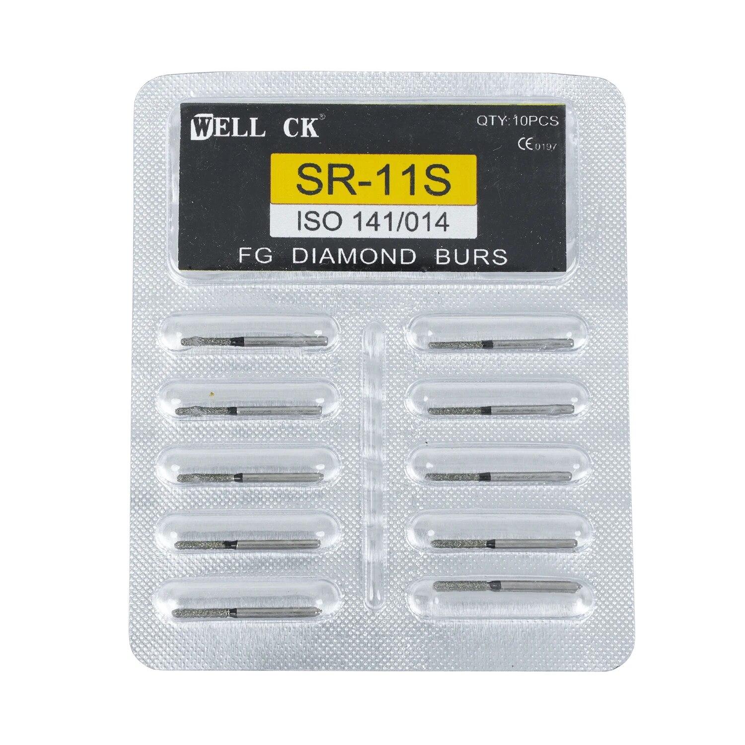

10 шт./упак., стоматологические алмазные боры CK 1,6 мм для высокоскоростного наконечника, супер грубые алмазные боры, шлифовальный инструмент для стоматолога, шлифовальный инструмент 10pcs SR-11S