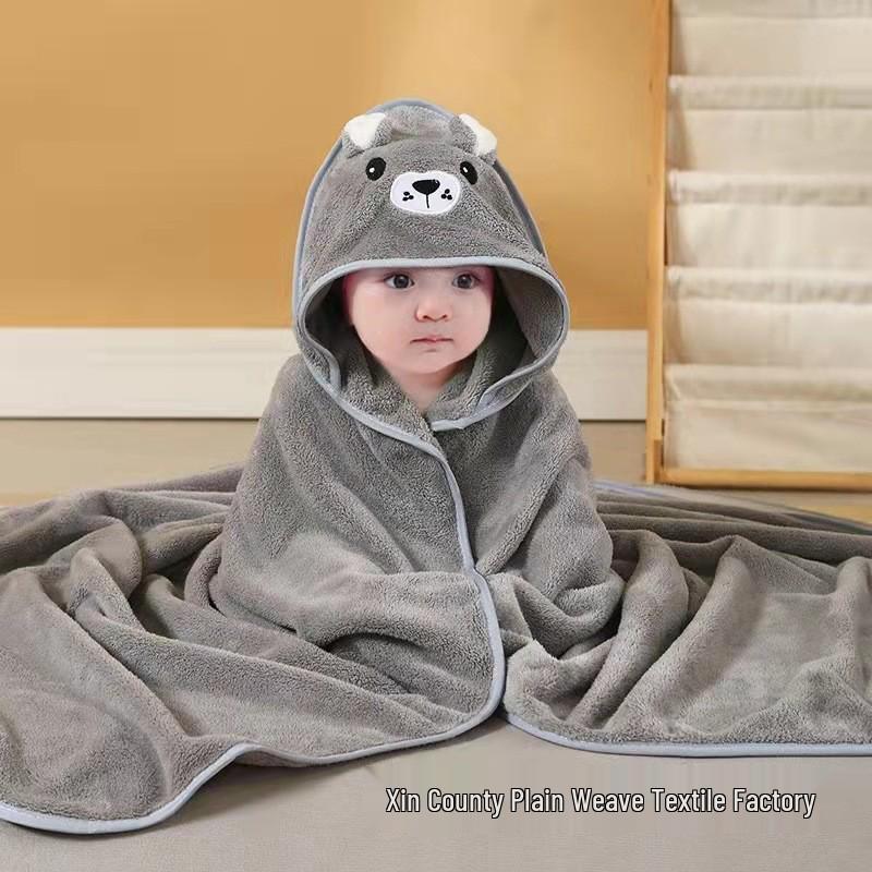 Cartoon Baby Hooded Cape Blanket - Soft Coral Fleece for Bath and Snuggle