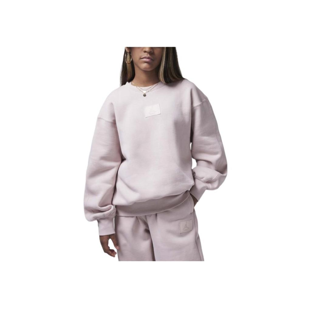 Jordan Flight Essentials Crew Neck Pullover Drop Shoulder Long Sleeve Sweatshirt Kids Sweatshirt Oxford-Pink HQ8252-642