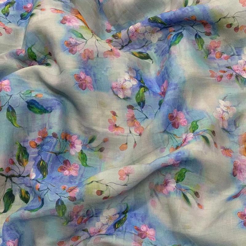 

1/3/5 м мягкая тонкая струящаяся чистая ткань рами с китайским цветочным узором ткань рами для самостоятельного шитья летнее платье чонсам 3M