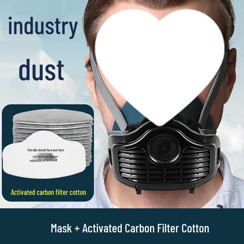Full Face Dustproof Protective Mask for Industrial Use with Breathing Filter and Cotton Decoration