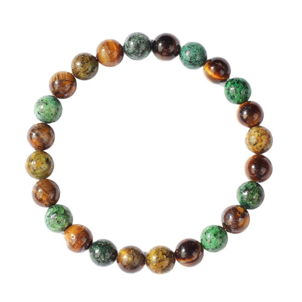 Festive Gifts Earthy Green And Brown Stone Beaded Bracelet Fashion Jewelry For Unisex Daily Wear Stylish And Easy To Match Accessory