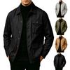 Men's Multi-Pocket Cargo Jacket with Lapel Collar, Casual Outerwear for Daily Wear