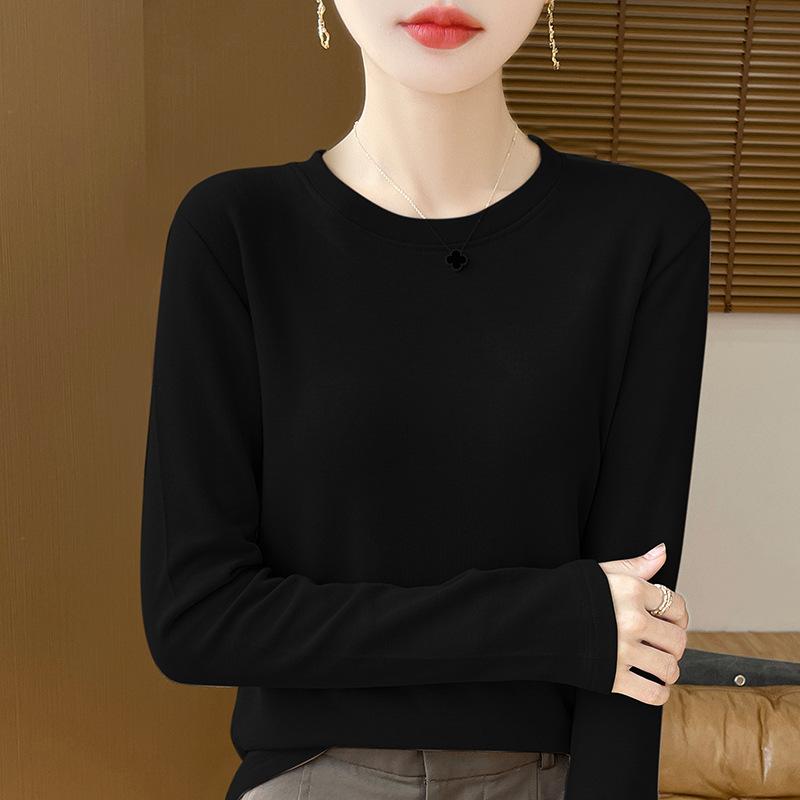 YYFS Women's Fashion Casual Solid Color Print Spring Fall Long Sleeve O-Neck Pullovers & Long Sleeves