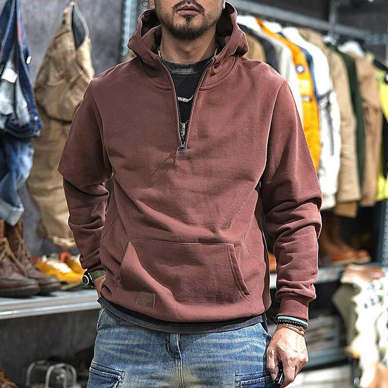 American Retro Men s Heavyweight Half-Zip Hoodie Pullover M
