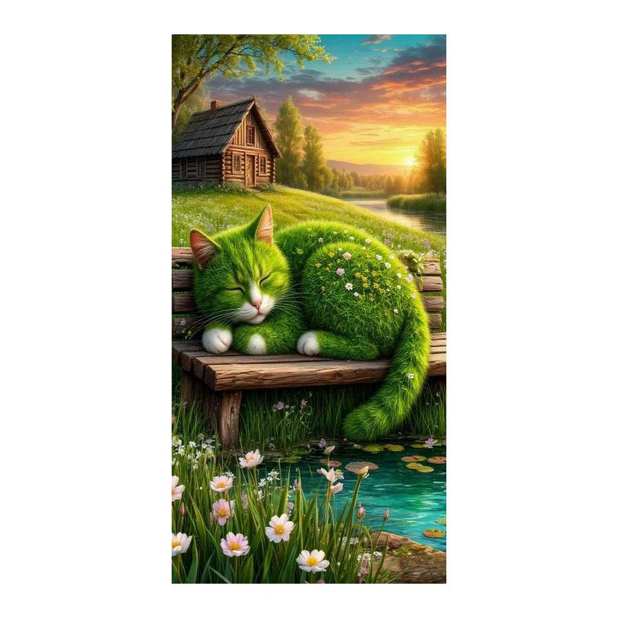 Sunset House Cat Sleeping Diamond Painting New Collection Large Size Animal Diy Full Square Round Drill Rhinestone Embroidery Mosaic Cross Stitch Kits