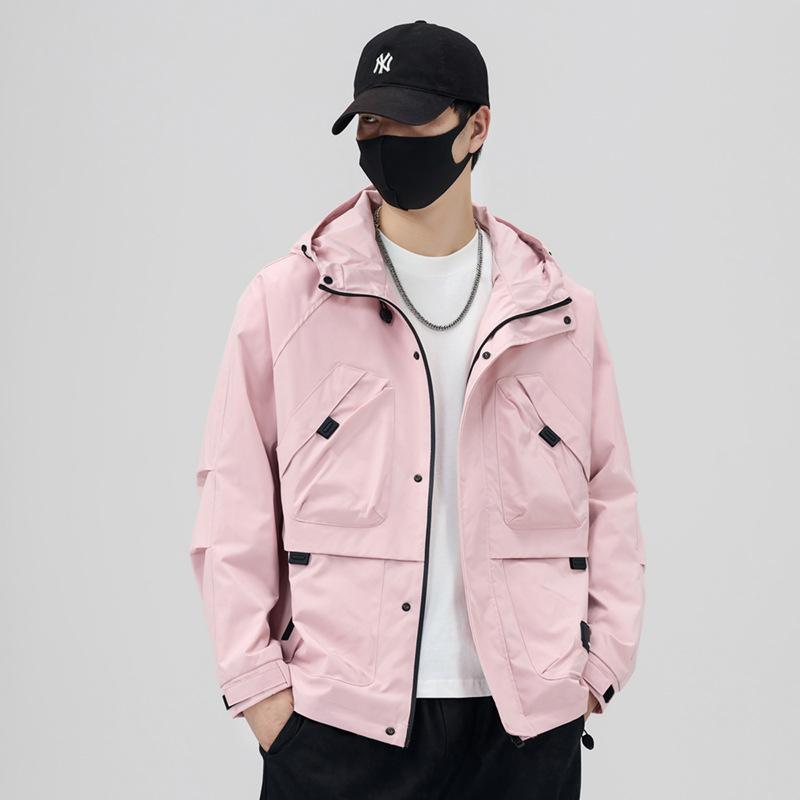 New Spring And Autumn Basic Fashion Casual Versatile Hood Trend Tooling Jacket Jacket Long Sleeve Jacket Men