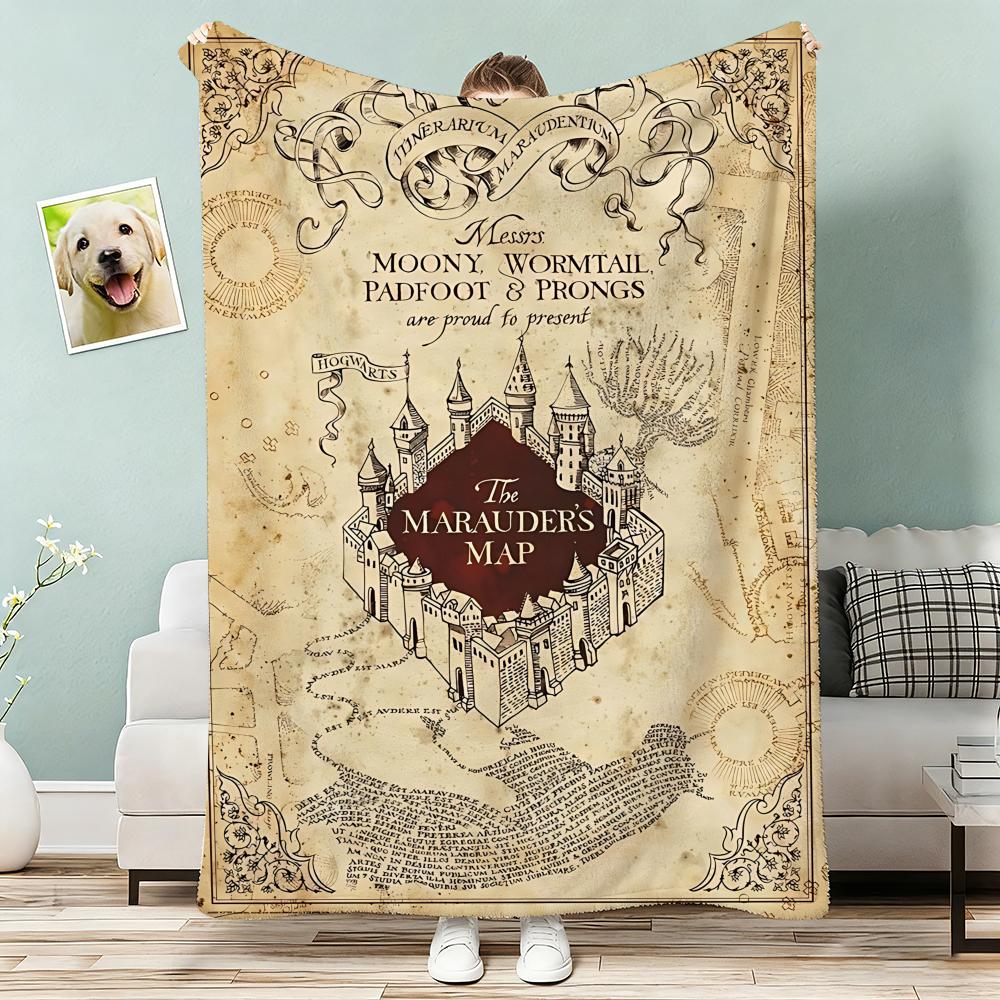 The Marauder's Map Throw Lightweight 240g Flannel Blanket Soft Skin-friendly for Summer Cooling