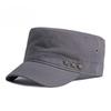 Unisex Cotton Military Cap Flat Top Hat Spring Summer Sun Protection Korean Style Army Cadet Cap Casual Peaked Hat with Star Rivets