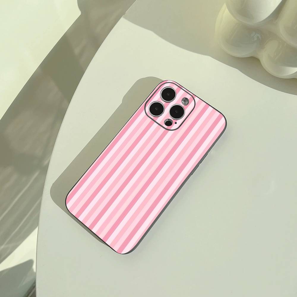 Simple Color Stripes Phone Case For iPhone 17,16,15,14,13,12,11 Pro Max,16Plus,XS Soft Black Cover