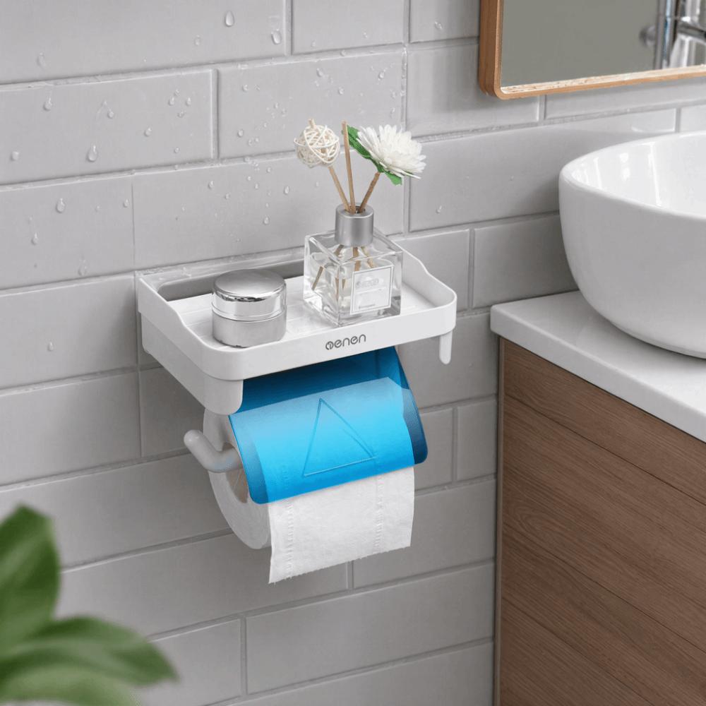Wall Mounted Toilet Paper Holder Grey Blue Toilet Roll Holder  Multifunctional синий