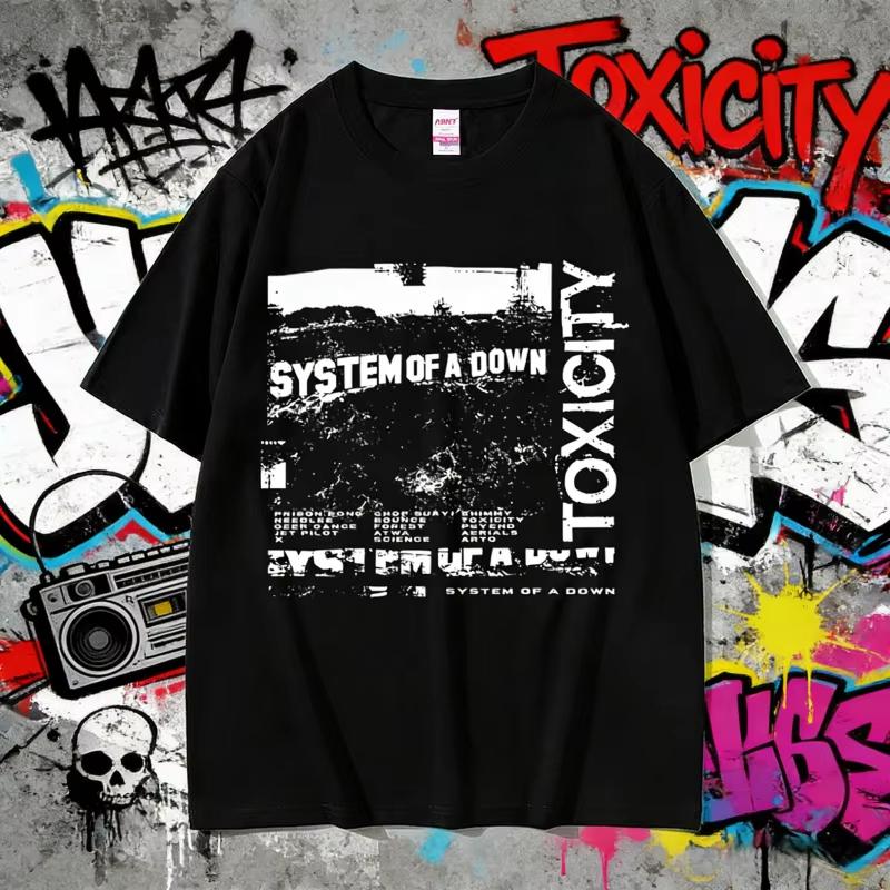 

System of A Down Toxicity Album Graphic Men Women Gothic Rock Oversized Streetwear Men s 90s Alternative Metal T-shirts S