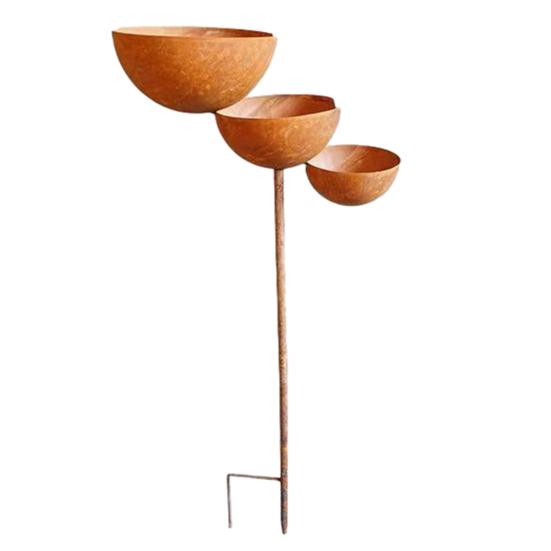 Yousheng 3 Tiered Cascading Rain Catcher Bird Bath, Metal Garden Stake Bird Water Bowl Feeder, Outdoor Pollinator Watering Station for Garden, Patio,