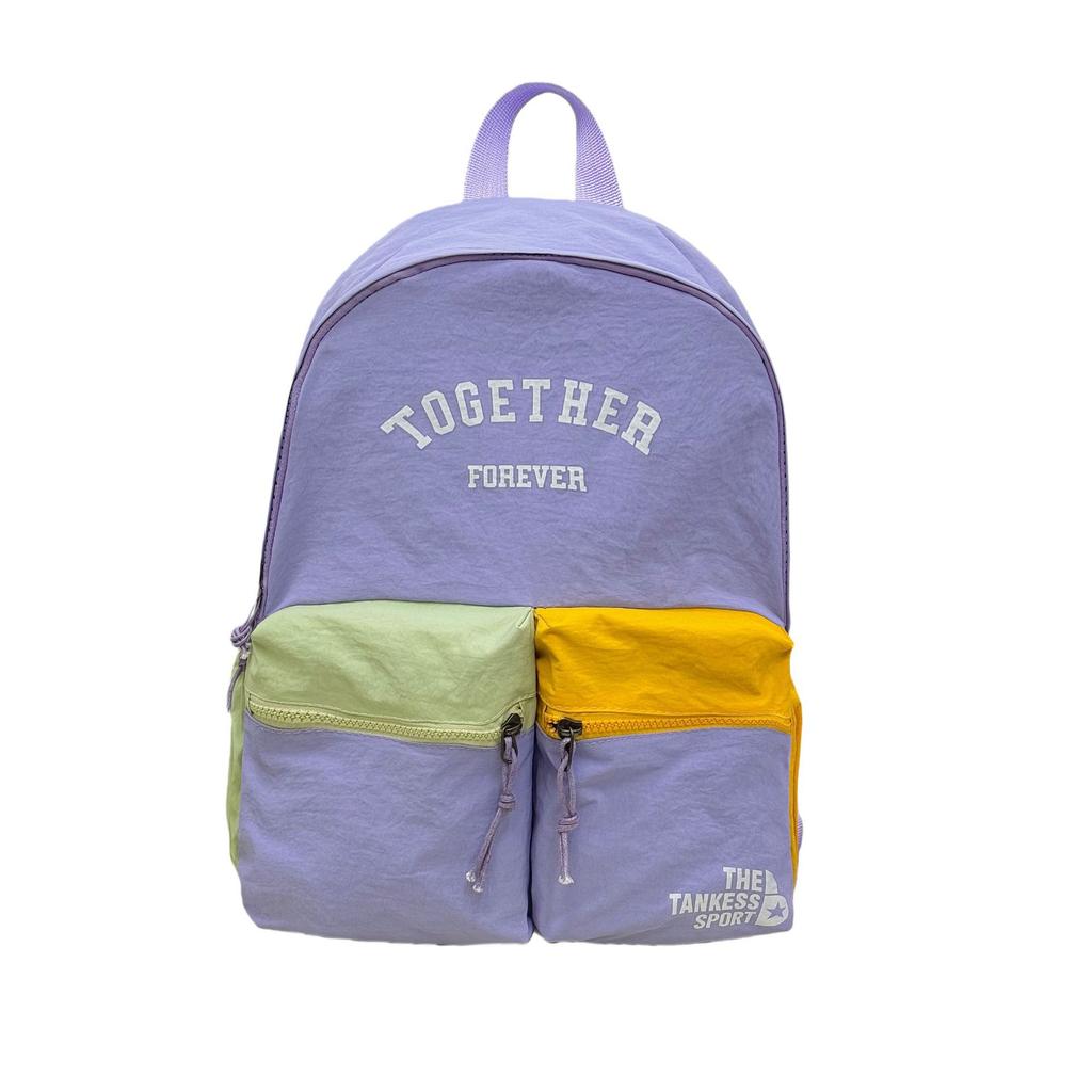 Schoolbag backpack Korean version splicing contrasting color dopamine backpack large capacity campus class outdoor travel student schoolbag