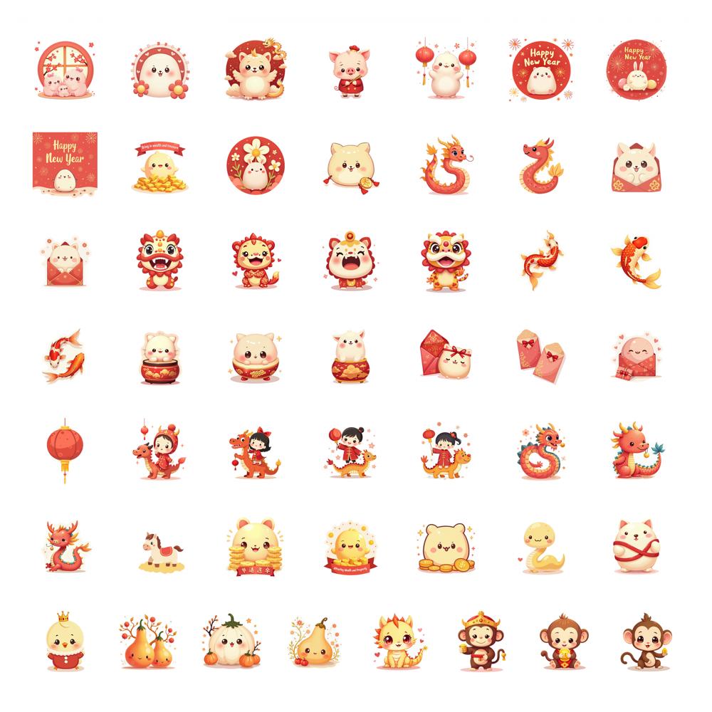 50pcs Stickers Cartoon Stickers Animal Stickers For Laptop Phone Guitar