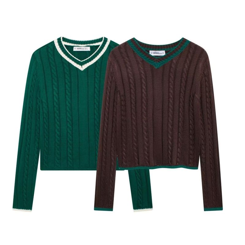 Kaslead New Arrival Women's Clothing Fashion Style Stylish Simple and Versatile Cable Pattern Knitwear 6771134