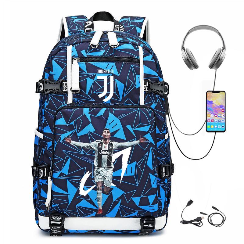 Football Star Cr7 Peripheral Personality Print Youth Backpack Large Capacity Leisure Travel Bag