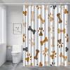 1Pc Modern Simple Cartoon Bone And Paw Print Shower Curtain Polyester Fabric, Machine Washable, Suitable For Bathroom Decoration