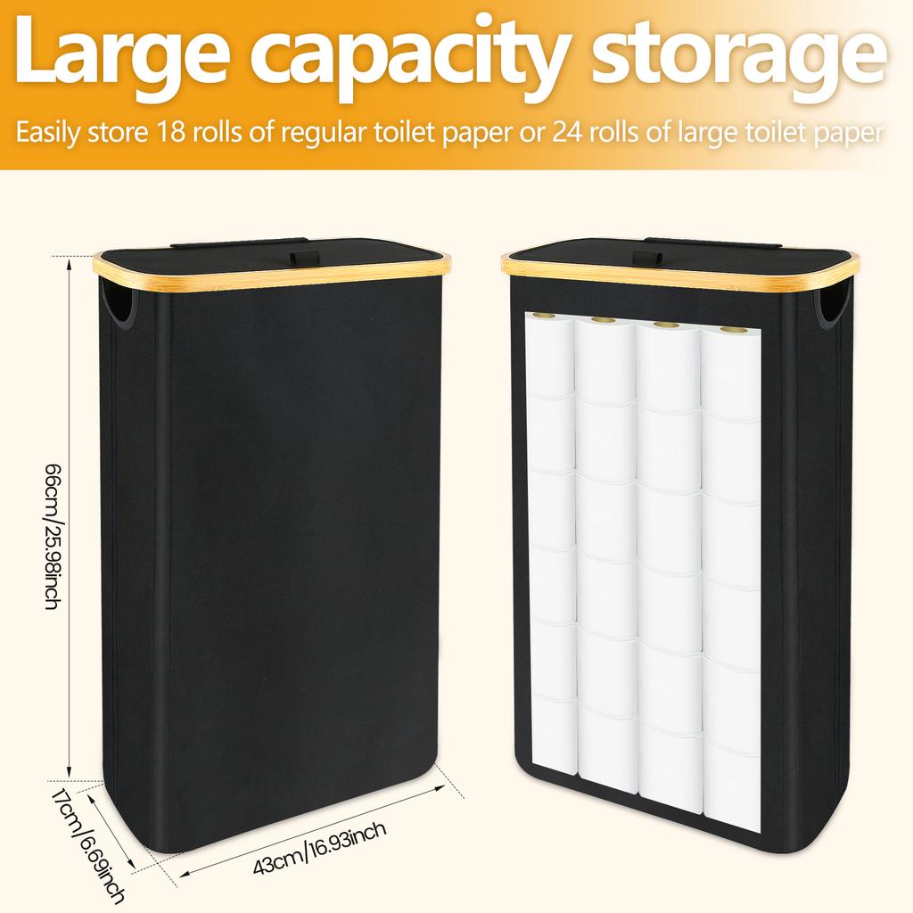 Toilet Paper Storage with Lid Large Capacity Toilet Paper Basket Oxford Cloth Toilet Paper Roll Basket Toilet Paper Organizer