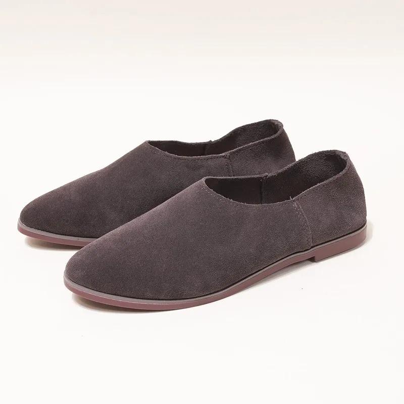 Women Spring Shoes Ballet Flats Slip-on Genuine Leather Pointed Toe Women's Loafers