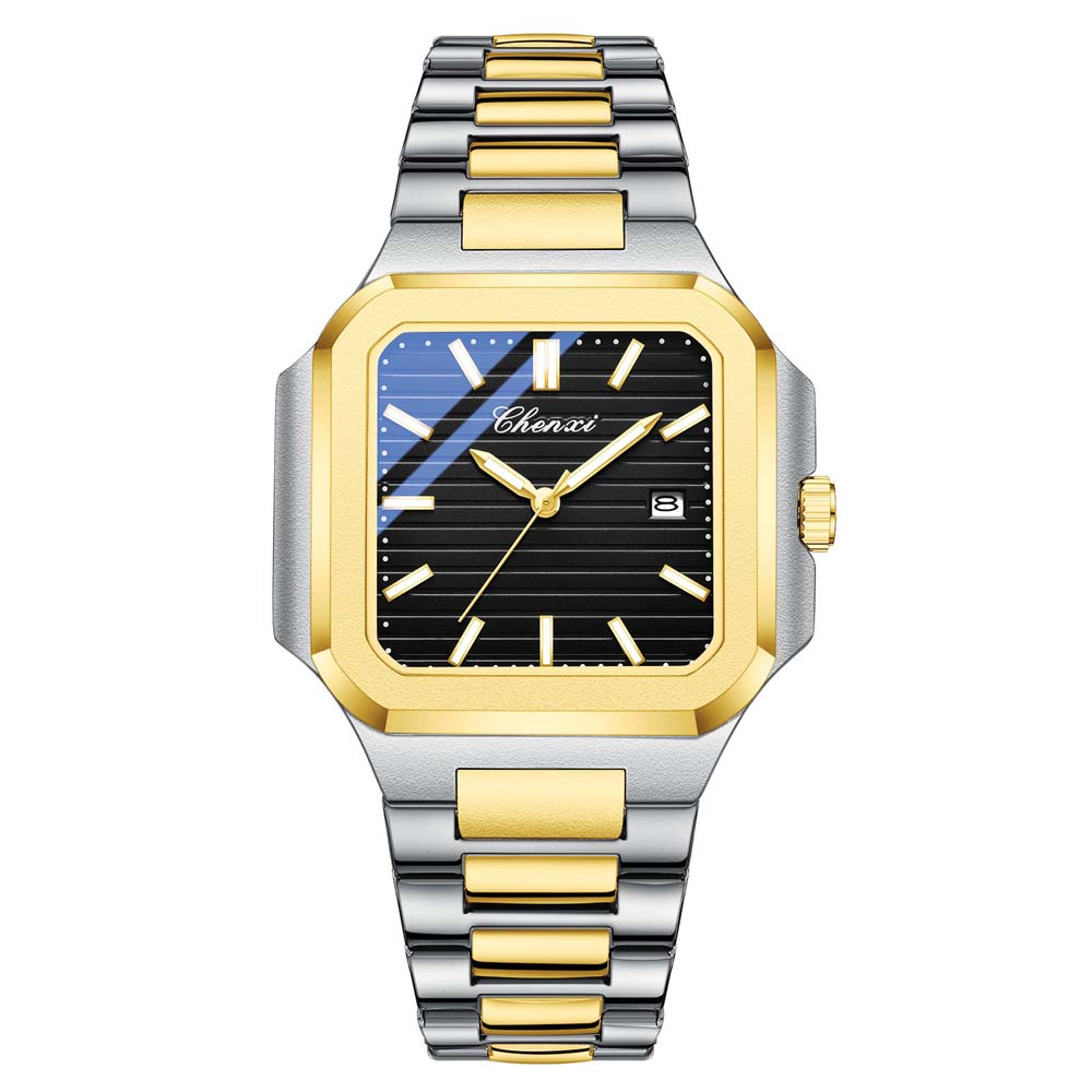 Chenxi Brand Men's Quartz Watch Square Stainless Waterproof Luminous Date Luxury Women's Wristwatch Male Clock Gift For Couple