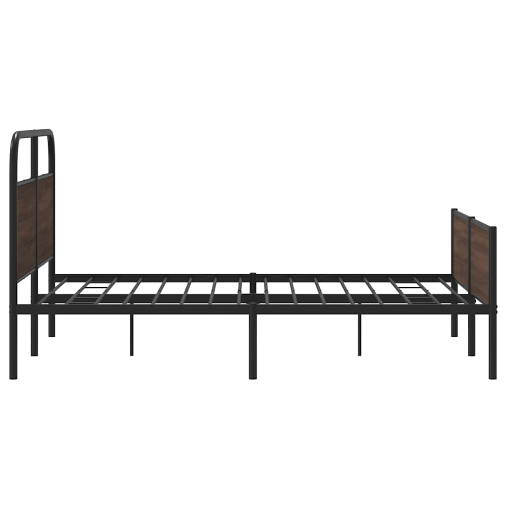 Metal Bed Frame Without Mattress Brown Oak Effect 150x200 Cm