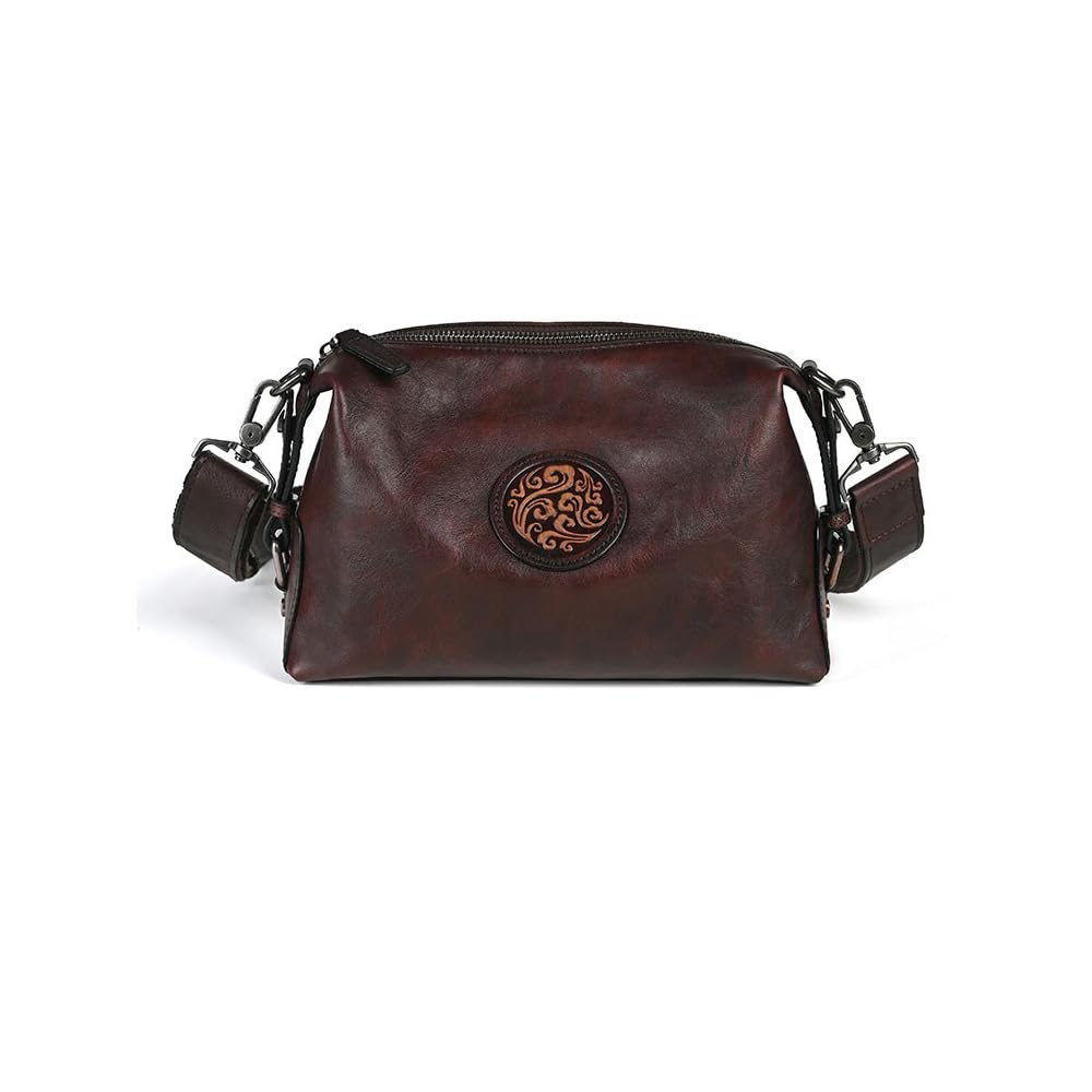 

Whatna Винтажная сумка через плечо из натуральной кожи телячьей кожи с дублением для мужчин, сумка-кроссбоди/нагрудная сумка, вмещает iPad 9.7 (Размер А), Натуральная кожа, Маленький