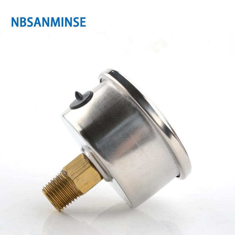 NBSANMINSE Hydraulic Oil Pressure Gauge SM2SB50B/L 2 Inch G1/4 Liquid Manometer Pression Instruments SS304 Gauge Brass Thread