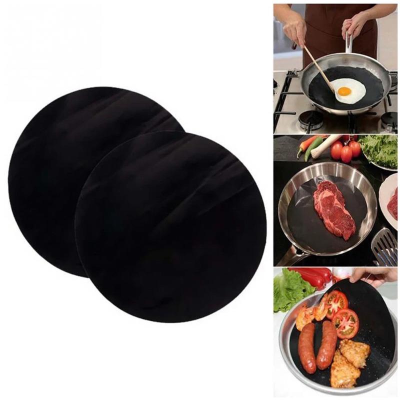 2Pcs Reuseable Non-stick Pan Fry Liner Sheet Cooking Oil Sheet Pad Teflon-coated Fiberglass Cloth Kitchen Tool Frying Pan Pad