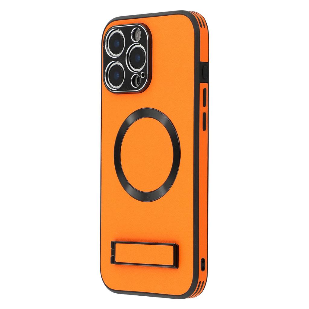 For iPhone 16 Pro Max Kickstand Case Compatible with MagSafe PC+TPU+PU Phone Back Cover