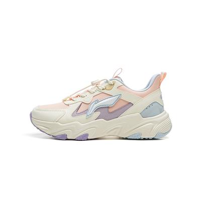 Li Ning Kids Sports Lifestyle Series Synthetic Leather Comfortable Fashion Non-Slip Wear-Resistant Low-Top Casual Shoes Kids Casual Shoes YKCU178-12