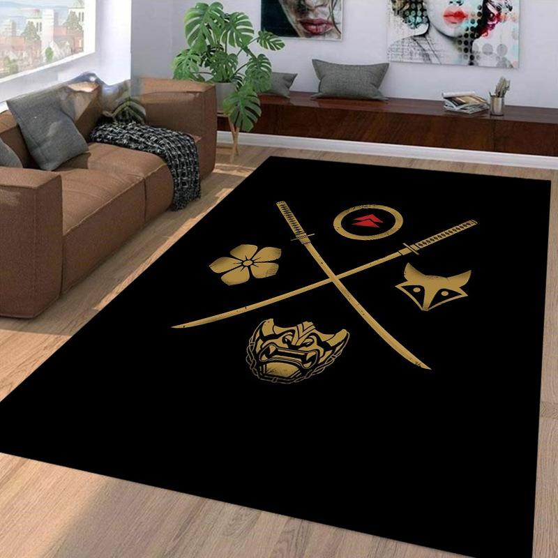 Samurai Spirits Large Carpet for Living Room Creative Retro Oriental Doormat Carpet Bedroom Home Decor Non-slip Floor Play Mat