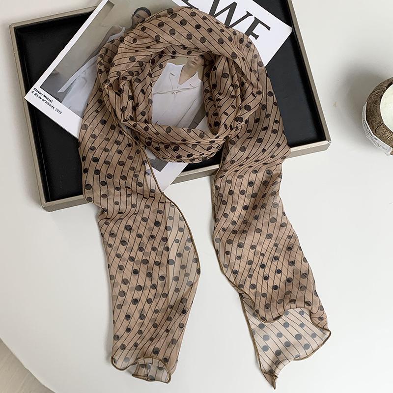 New silk scarf premium printing loose multi-purpose simple polka dot headband leopard print sweet cool streamer