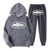 Unisex Hooded Sweatshirt Pants Set With Graphic Print Casual Sportswear