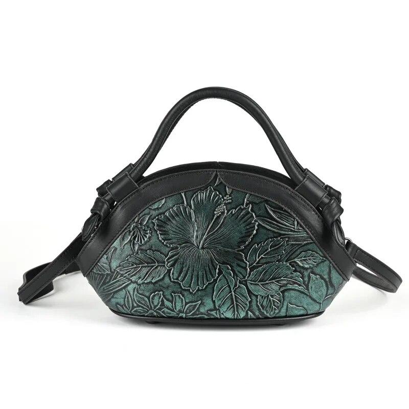 

Женская сумка Johnature из натуральной кожи с тиснением в стиле ретро, ​​универсальные сумки на плечо и через плечо из воловьей кожи зелёный