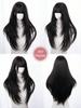 Ashely Black Brown Synthetic Heat-Resistant Straight Hair Wigs with Bangs Suitable for Daily Use Natural and Realistic False Wig