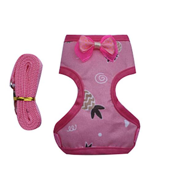 Pet Harness Bowknot Decor Walking Safety Fabric Safe Chest Strap Leash for Chicken