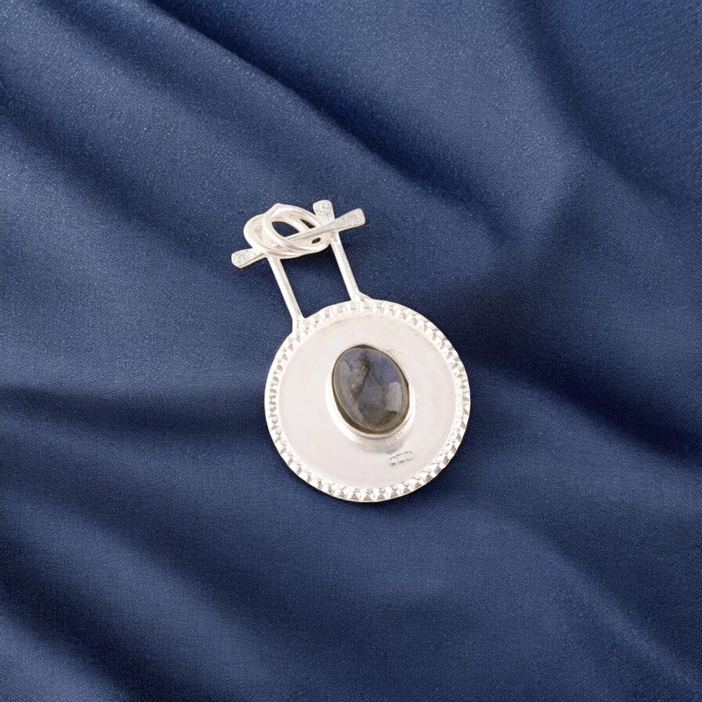Natural Labradorite Gemstone 925 Sterling Silver Jewelry Handmade Pendant 1.4" PP-57-29